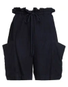 Black Crane Woman Shorts & Bermuda Shorts Navy Size L Linen In Blue