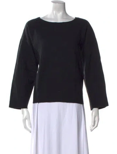 Pre-owned Black Crane Wool Bateau Neckline Sweater In Black