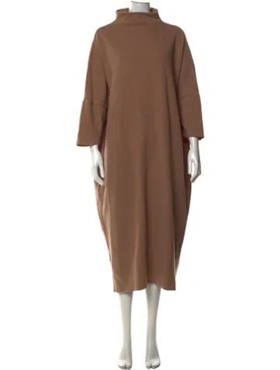 Pre-owned Black Crane Wool Long Dress In Brown/neutrals