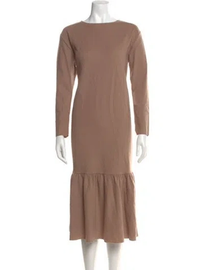 Pre-owned Black Crane Wool Midi Length Dress In Brown