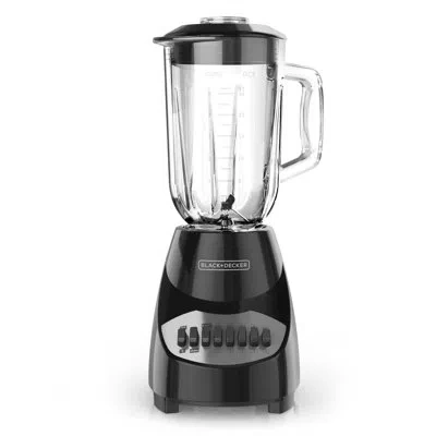 Black+decker 10-speed Countertop Blender, Bl2010bg, 6-cup Glass Jar, Dishwasher-safe, Stainless Steel Blade, Suct In Black