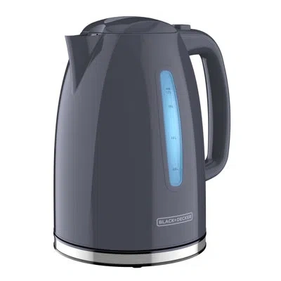 Black+decker 1.7l Cordless Electric Kettle, Ke1555gy, Water Window, Rapid Boil, Auto Shutoff, Grey In Black