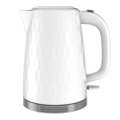Black+decker 1.7l Cordless Electric Kettle, Ke1560w, Premium Texture, Water Window, Rapid Boil, Auto Shutoff, Whi In White