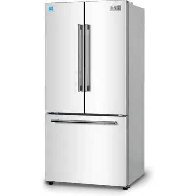 Black+decker 18 Cu. Ft. French Door Refrigerator With Built-in Ice Maker, Full Size Refrigerator With Bottom Moun In White