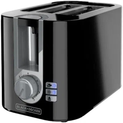 Black+decker 2-slice Toaster, 7 Toast Shades, Removable Crumb Tray, Illuminated Bagel, Frozen And Cancel Function In Black