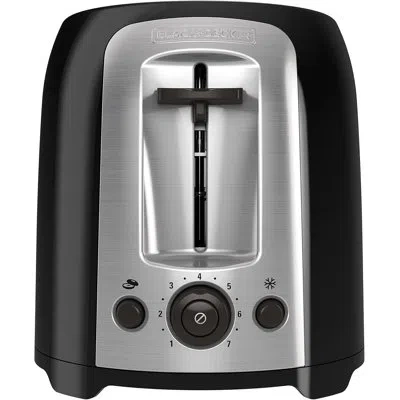 Black+decker 2-slice Toaster, Tr1278bd, Extra Wide Slots, 7 Shade Settings, 850 Watts, Frozen And Bagel Buttons In Silver