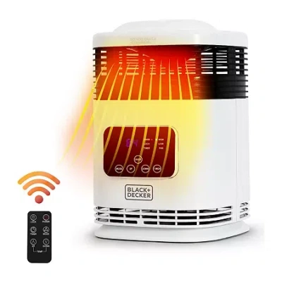 Black+decker 360â° Surround Ceramic Heater With Digital Display And Remote Control In White