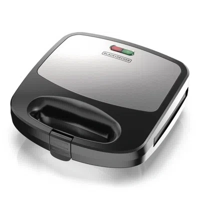 Black+decker 3-in-1 Waffle Iron, Wm2000sd, Grill And Sandwich Press, Non-stick Removable Plates, Space Saving Com In Black