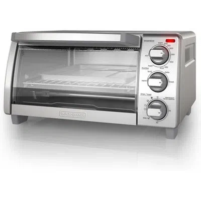 Black+decker 4-slice Toaster Oven, 4 Cooking Functions In Silver