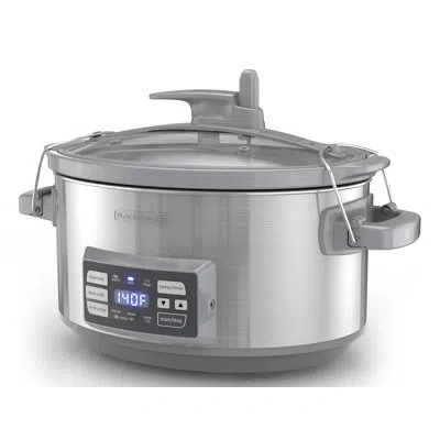 Black+decker 7-quart Digital Slow Cooker, Scd7007ssd, Temperature Probe, Sous-vide, Locking Lid, Removable Stonew In Stainless Steel