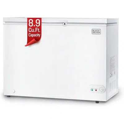 Black+decker 8.9 Cu. Ft. Chest Freezer, Deep Freezer With Top Opening, Freezer Chest With 2 Removable Storage Bas In White
