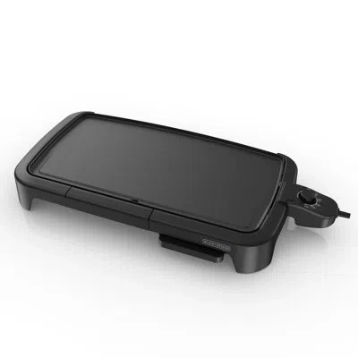 Black+decker 8-serving Electric Griddle, Gd2051b, Non-stick Cooking Surface, Warming Tray, Removable Drip Tray, F In Matte Black