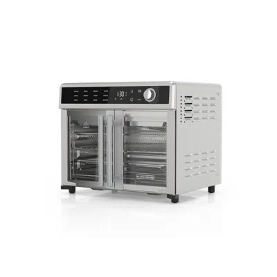 Black+decker Air Fryer Toaster Oven Combo, 12 In 1 Countertop Convection Oven Cooks Food Fast, Fits A Whole Pizza In Silver;black