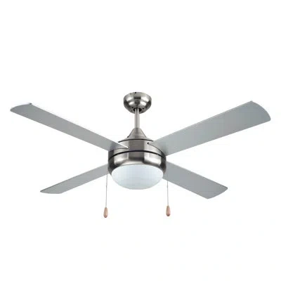 Black+decker Bcf52 Series 52" 4 - Blade Standard Ceiling Fan With Pull Chain And Light Kit Included In Silver