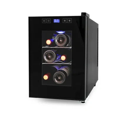 Black+decker Bd6 Series 6 Bottle Led Display Single Zone Freestanding Wine Refrigerator In Black