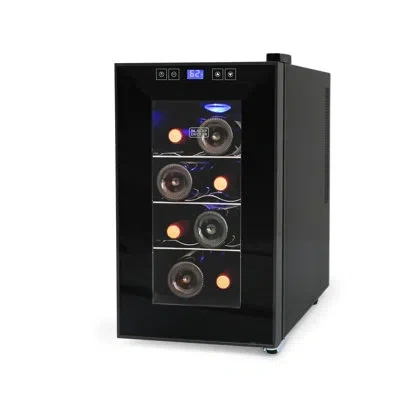 Black+decker Bd6 Series 8-bottle Led Display Single Zone Freestanding Wine Refrigerator In Black