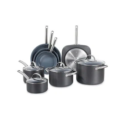 Black+decker Bdk Series  12-piece Ceramic Hard Anodized Aluminum Cookware Set, Pots And Pans Set, Gra