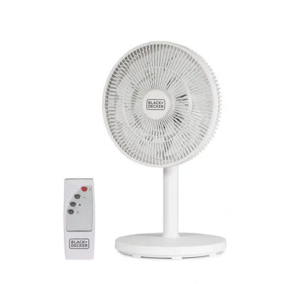 Black+decker Bfp Series  12-inch Dual Blade Table Fan With Remote, Desk Fan With Adjustable Tilt In White