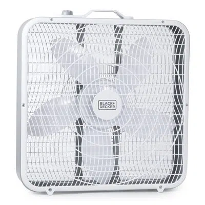 Black+decker Bfp Series  Box Fan With 3 Speed Settings, 20” Box Fan Rotary Knob And Recessed Cord Sto In White