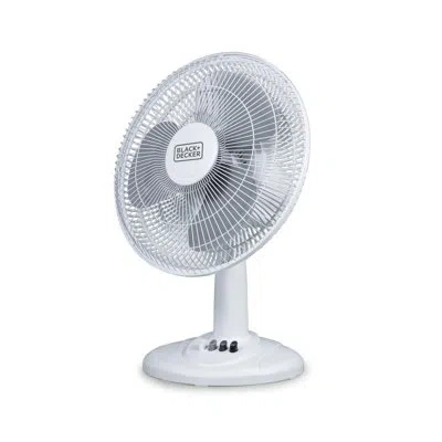 Black+decker Bfp Series  Desk Fan For Home And Office, 12” Fan With 3 Speed Settings, Oscillating Por In White