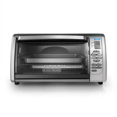 Black+decker Countertop Convection Toaster Oven, 8 One-touch Cooking Functions, Stainless Steel In Silver