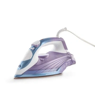 Black+decker Moonstone Iron, Ir2323-1ad, Ceramic Infused Soleplate & Anti-drip, Auto Clean And Auto Shut-off, 50% In Purple;white