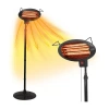 Black+decker Patio Floor Electric Heater Patio Heater Stand For Outdoors With 3 Heat Settings In Black