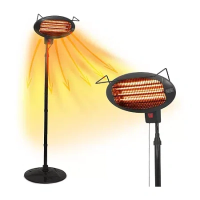 Black+decker Patio Floor Electric Heater Patio Heater Stand For Outdoors With 3 Heat Settings In Black