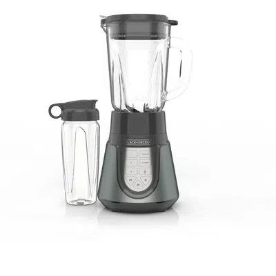 Black+decker Quiet Blender, 1000w, 6-cup Perfectpour Glass Jar, 24oz Personal Jar, 4 Smart Functions, 3 Speeds, P In Gray