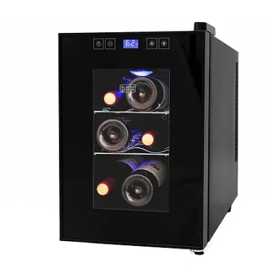Black+decker Thermoelectric 6-bottle Wine Cellar With Clear Glass Door In Black