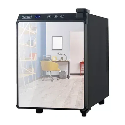 Black+decker Thermoelectric 6-bottle Wine Cellar With Mirrored Glass Door In Black