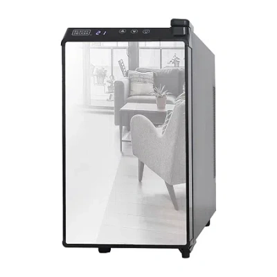 Black+decker Thermoelectric 8-bottle Wine Cellar With Mirrored Glass Door In Black