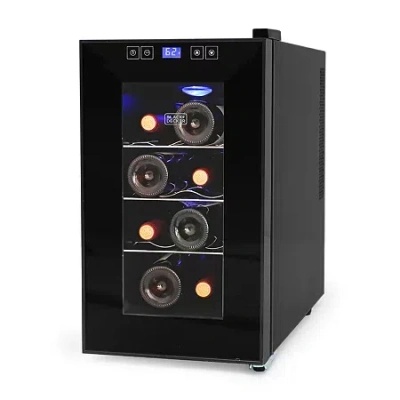 Black+decker Thermoelectric 8-bottle Wine Cellar With Clear Glass Door In Black