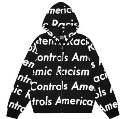 Pre-owned Black Denim Tears Systemic Racism Controls America Zip Up Hoodie  Xxl In Hand In Blue