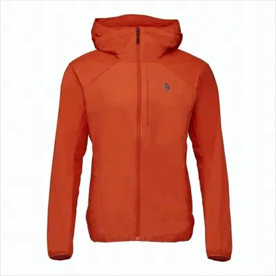 Black Diamond Lightweight Hooded Jacket With Tailored Fit And Chest Pocket In Red