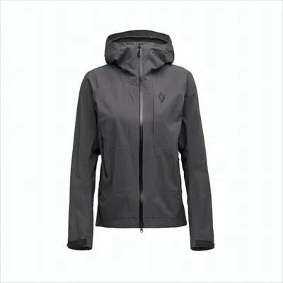 Black Diamond Matte Finish  Jacket With Hood In Gray