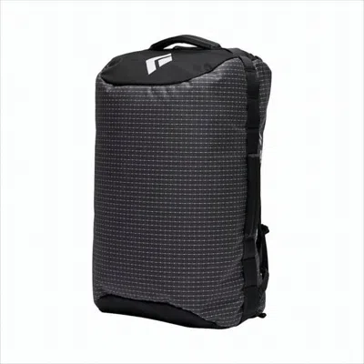 Black Diamond Rectangular Black Backpack With Dark Grid Pattern And Blue Lining In White