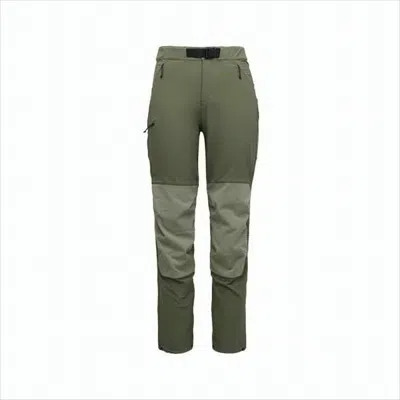 Black Diamond Two-tone Straight Pants With Built-in Belt And Reinforced Areas In Green