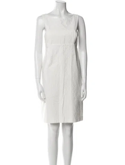 Pre-owned Black Fleece Bateau Neckline Mini Dress In White