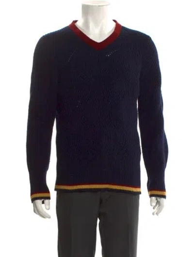 Pre-owned Black Fleece Cashmere V-neck Pullover In Blue