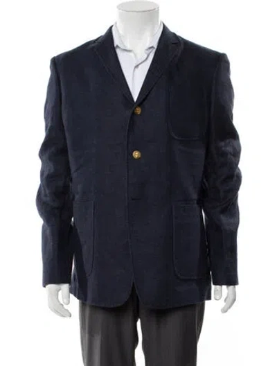 Pre-owned Black Fleece Linen Blazer In Blue