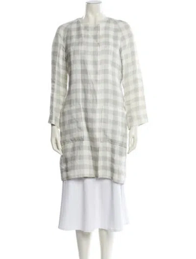 Pre-owned Black Fleece Linen Plaid Print Coat In Multi