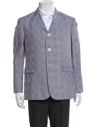 Pre-owned Black Fleece Plaid Print Blazer In Blue