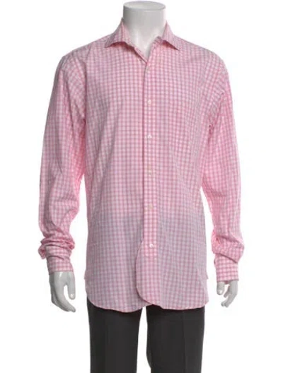 Pre-owned Black Fleece Plaid Print Long Sleeve Dress Shirt In White