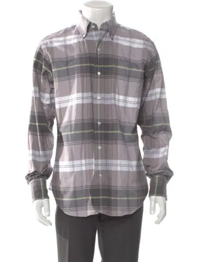 Pre-owned Black Fleece Plaid Print Long Sleeve Shirt In Blue