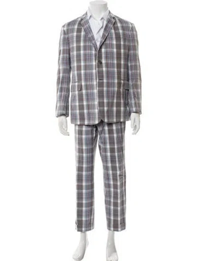 Pre-owned Black Fleece Plaid Print Two-piece Suit In White