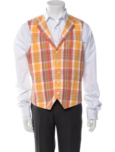 Pre-owned Black Fleece Plaid Print Vest In Multi