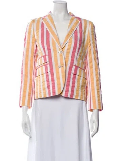 Pre-owned Black Fleece Striped Blazer In Pink