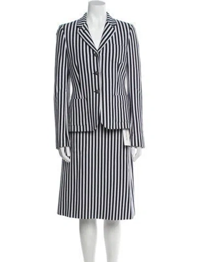Pre-owned Black Fleece Striped Skirt Suit In White