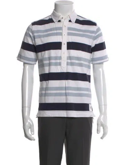 Pre-owned Black Fleece Striped V-neck Polo Shirt In Blue